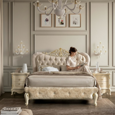 Luksusowe łóżko Chesterfield Łóżko tapicerowane podwójne Włoskie Sypialnia Nowe