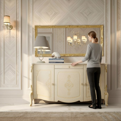 Design Meble Style Barokowy Kredens Kredens Kredens Włochy Drewno Kredens niski