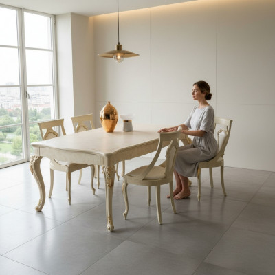 Stół obiadowy Rozkładany Klasyczny Design Tabela Włoskie Meble stoły Drewno Dining