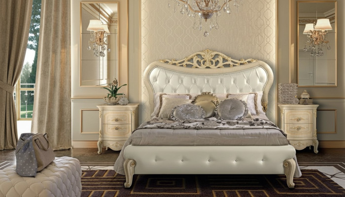 Chesterfield Łóżko Podkładka Design Luxury Double Hotel łóżko Włoskie Drewno Nowe