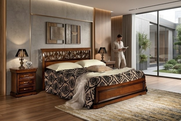 Łóżko Meble Podwójne łóżko Natural Wood Sypialnia Meble Design bed Meble Włochy