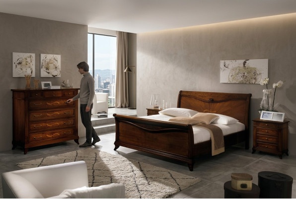 Łóżko Classic Luxury Chesterfield Skóra Sypialnia Hotel Antyk Style bed