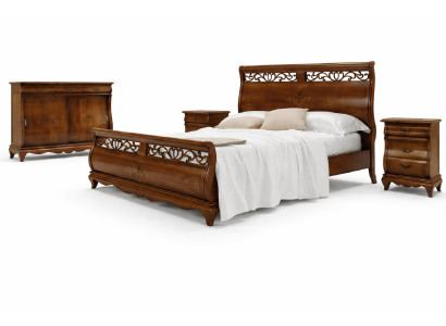 Zestaw mebli do sypialni 4 sztuki. Łóżko 2 Szafki nocne Kredens Solidne drewno Design Meble