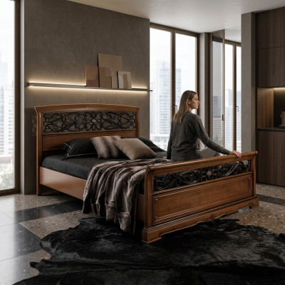 Sypialnia Zestaw Łóżko z 2 stolikami nocnymi łóżka Design Meble meble 3-częściowe.
