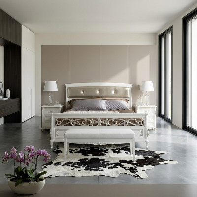 Design Sypialnia Meble Podwójne łóżko Solidne drewno Vaccari cav giovanni Meble Nowe