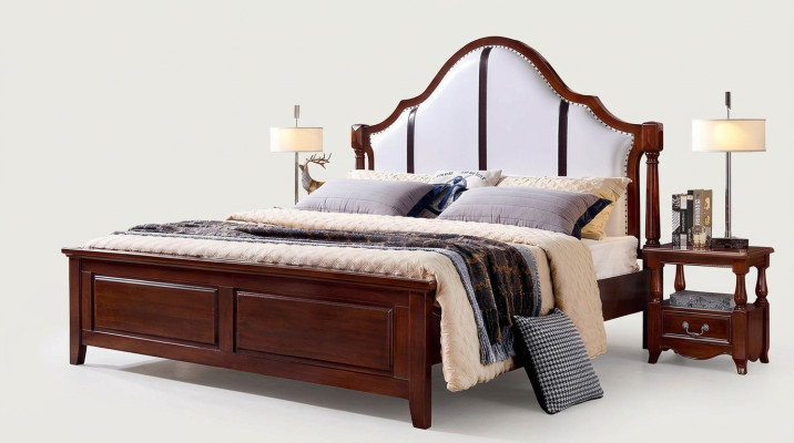 Łóżko 2 Szafki nocne 3 szt. Sypialnia Zestaw Meble Classic Luksusowe łóżko