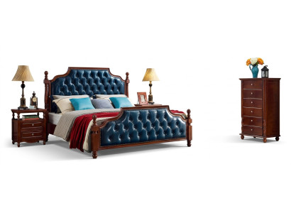 Chesterfield Podwójne łóżko Luxury Sypialnia Drewno Łóżko Podkładka Meble