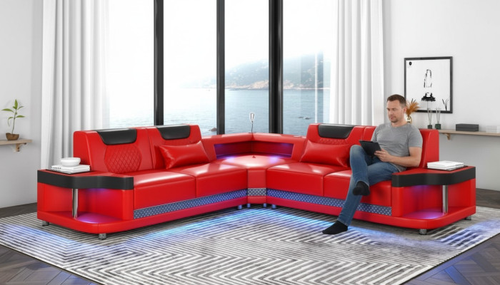 Design Esk Narożnikowa kanapa Sofy Nowoczesne Sofy Skórzane Kanapa Żywy krajobraz Sofa Nowość