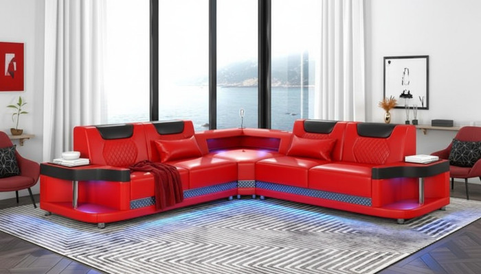 Design Esk Narożnikowa kanapa Sofy Nowoczesne Sofy Skórzane Kanapa Żywy krajobraz Sofa Nowość