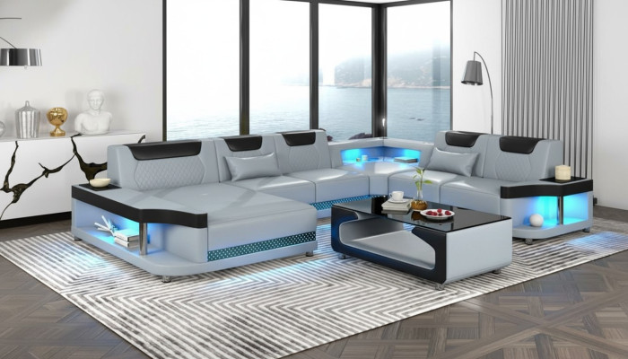 Narożnikowa kanapa U Form+stolik kawowy Nowoczesna Podkładka Meble do Salonu Meble Narożnikowa kanapa Design Sofa