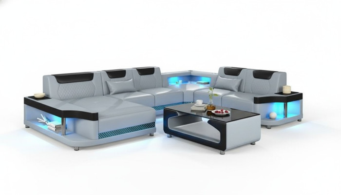 Narożnikowa kanapa U Form+stolik kawowy Nowoczesna Podkładka Meble do Salonu Meble Narożnikowa kanapa Design Sofa