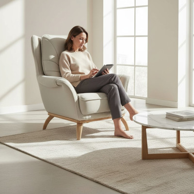 Fotel Podkładka miejsce siedzące Design Couch Fotel Relaks sztuczna skóra Lounge Living Room