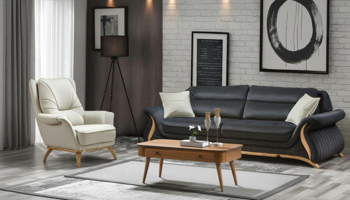 Design Sofa 3+1 Siedziba Fotel Couch Podkładka Luksusowa Klasyczna sztuczna skóra Kanapy