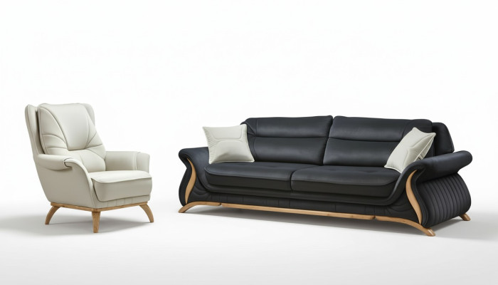Design Sofa 3+1 Siedziba Fotel Couch Podkładka Luksusowa Klasyczna sztuczna skóra Kanapy