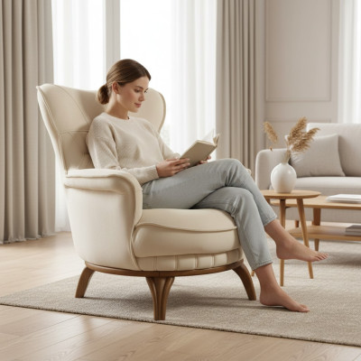 Fotel Luxury Design Włókienniczy Salon Meble Wypoczynkowe w Stylu Klasycznym