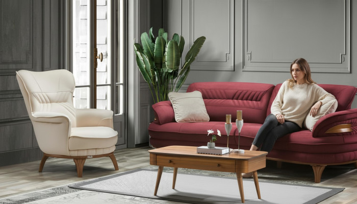 Sofa 3 miejsce do siedzenia + Fotel Sofa do salonu Sofy Fotel Luksusowe meble materiałowe