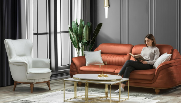 Sofa 3 miejsce do siedzenia + Fotel Sofa do salonu Sofy Fotel Materiał Meble Luxury
