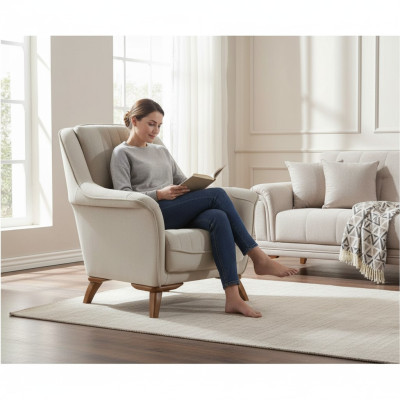 Fotel Siedziba Klasyczny Design Salon Podkładka Jednoosobowa Relaks Biały