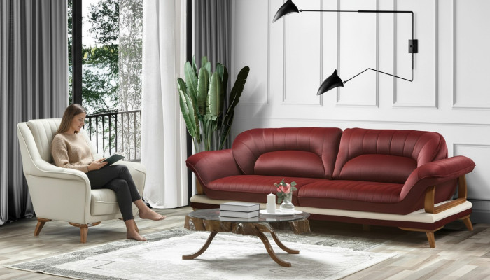 Sofa 3 miejsce do siedzenia Design Fotel Podkładka Siedziba Klasyczna trzyosobowa konstrukcja