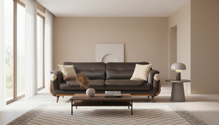 Sofa Meble do Salonu Sofy Trzyosobowe Klasyczna Kanapa Materiałowa Luksus