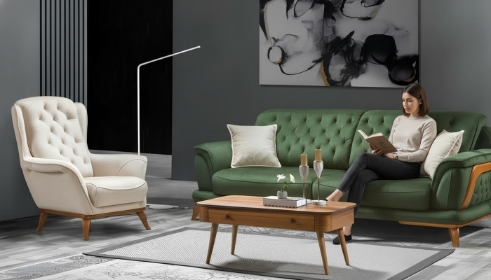 Sofa 3 miejsce do siedzenia Classic Podkładka Sofy Trzyosobowa Włókienniczy Salon