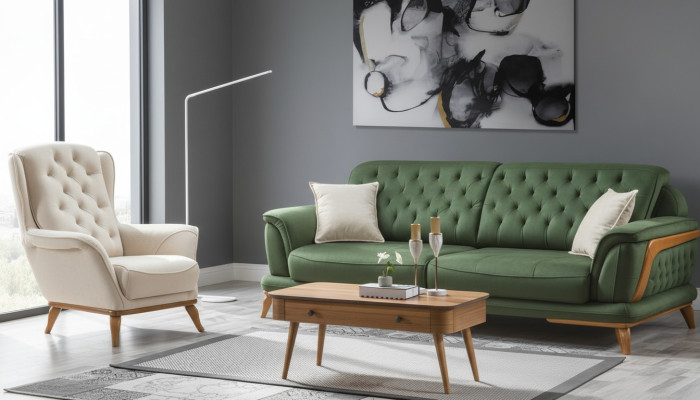 Sofa 3 miejsce do siedzenia Classic Podkładka Sofy Trzyosobowa Włókienniczy Salon