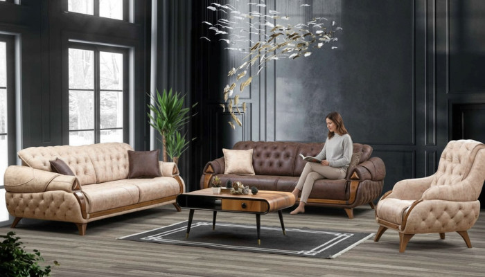 Sofa 3 miejsce do siedzenia Sofy Skóra Trzyosobowa Podkładka Design Living Room Meble