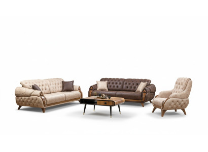Sofa 3 miejsce do siedzenia Sofy Skóra Trzyosobowa Podkładka Design Living Room Meble