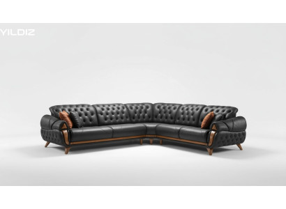 Salon Skóra Czarny Sofa Sofy w kształcie litery L Siedziba Kolor Narożnikowa kanapa Couch