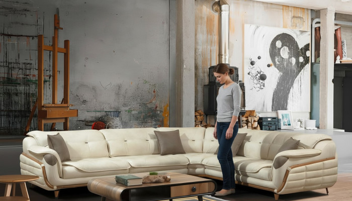 Narożnikowa kanapa Włókiennicza sofa w kształcie litery L Żywy krajobraz Podkładka kanapy kanapy