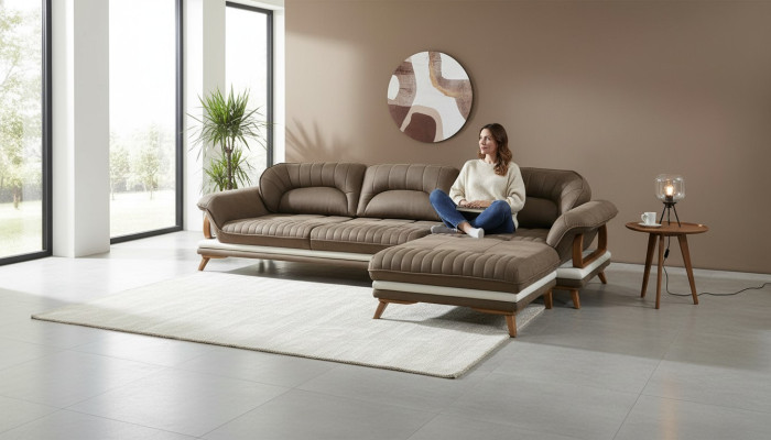 Narożnik kanapa Żywy krajobraz Podkładka Narożnik Sofa Ustawić Luksusowe Sofy L Shape