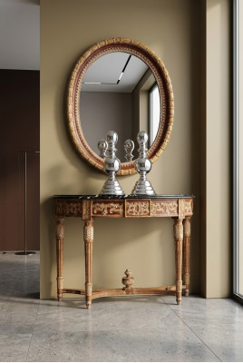 Drewno Włoskie Meble Zestaw 2-częściowy Meble w stylu Baroque Stół konsolowy z Spiege Nowość