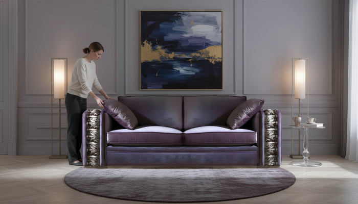 Sofa 3 miejsce do siedzenia Design Sofy Podkładka Kanapy Włókienniczy Relaks Classic Meble Couch