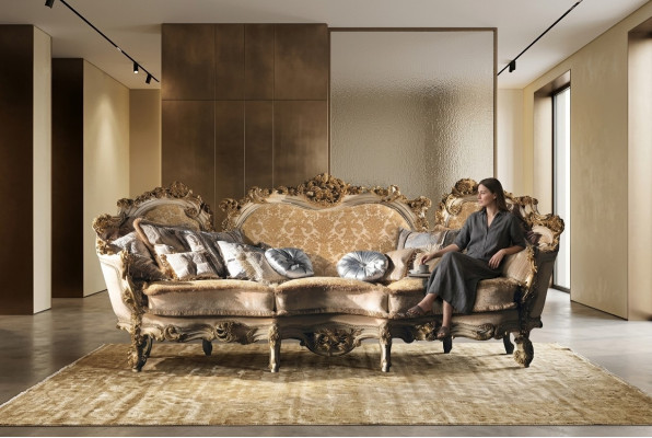 Sofy do Salonu Kanapa Podkładka Design Włókienniczy Drewno Exclusive Sofa 3 miejsce do siedzenia Nowe