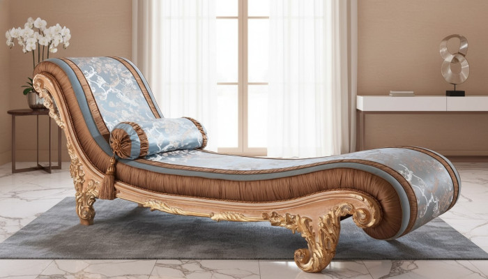 Leżak Art Deco brązowy komfort luksusowe leżaki Relaks Szezlong Włoskie Meble