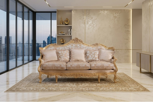 Klasyczna trzyosobowa sofa w kolorze brązowym Meble