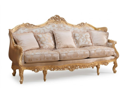 Klasyczna trzyosobowa sofa w kolorze brązowym Meble