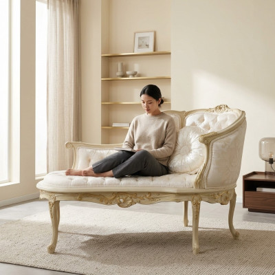 Lounge Chesterfield Sofa Kanapa Podkładka Leżaki Szezlong Club Biały Barokowy Nowy
