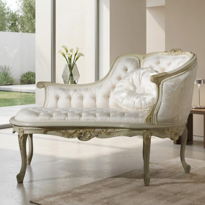 Lounge Chesterfield Sofa Kanapa Podkładka Leżaki Szezlong Club Biały Barokowy Nowy