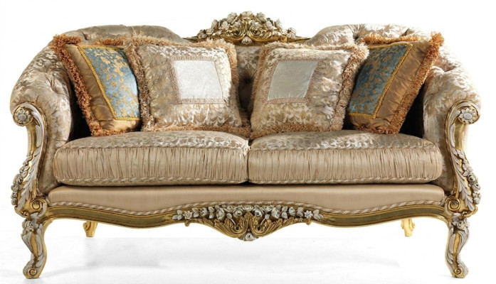 Klasyczna beżowa dwumiejscowa podkładka Chesterfield Podkładka 2-miejsce siedzące z drewnianą ramą