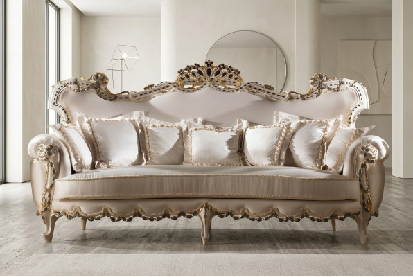 Klasyczna sofa trzyosobowa Żywy krajobraz sofa tekstylna 3 Siedziba Baroque