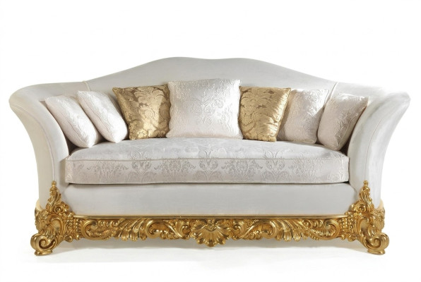 Biała sofa klasyczna trzyosobowa sofa salonowa Włókienniczy Kanapy 3-osobowe