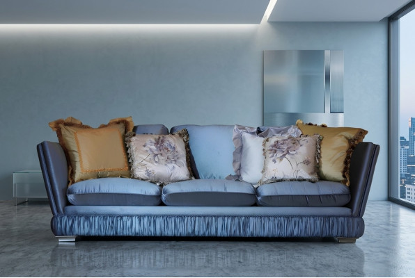 Klasyczna sofa trzyosobowa Kolor niebieski salon Włókienniczy sofa klasyczna