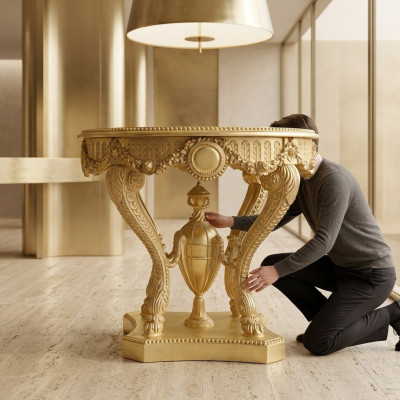 stolik kawowy Stolik Drewno Salon Tabela Meble z Włoch Vintage Gold