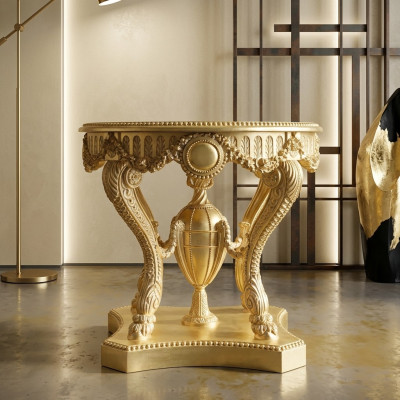 stolik kawowy Stolik Drewno Salon Tabela Meble z Włoch Vintage Gold