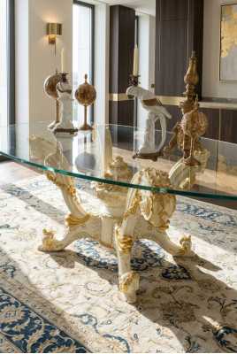 Stół obiadowy Tabela stoły Luksusowe Drewno jadalnia Design Meble Meble Umeblowanie Nowość