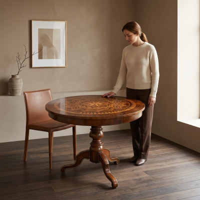 Stół obiadowy Okrągły Tabela jadalnia Salon Ustaw Drewno Design stoły Okrągłe Nowość