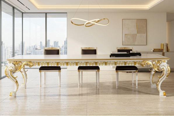 Stół obiadowy jadalnia Salon Drewno Tabela Design Meble Solidne drewno stoły Włochy