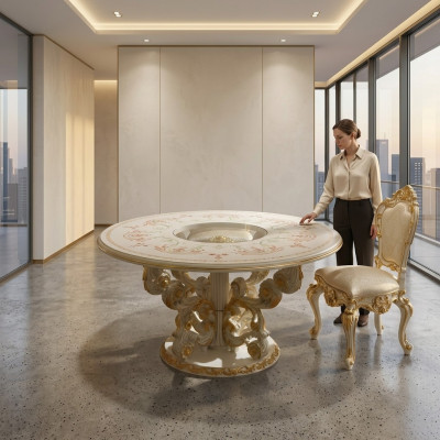 Stół obiadowy Design Meble Meble stoły Solidne drewno Tabela New Luxury Italian