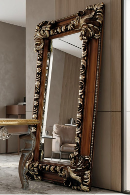 Classic Design Lustro Włoski połysk Drewno Stojak Ściana Lustro Nowość